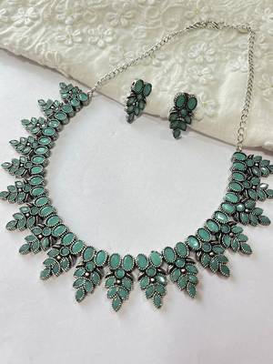 Mint Green Stone Necklace set 2