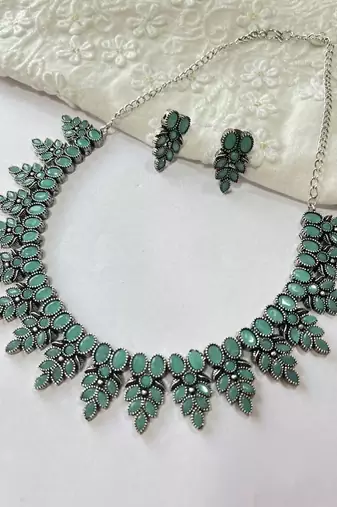 Mint Green Stone Necklace set