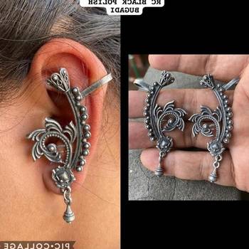 Oxidized german silver beautiful handmade bugadi for women indian unique designed traditional jewelry 2