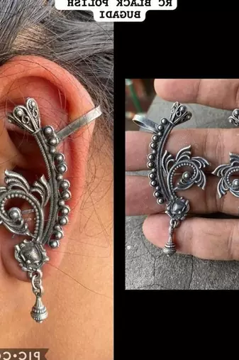 Oxidized german silver beautiful handmade bugadi for women indian unique designed traditional jewelry