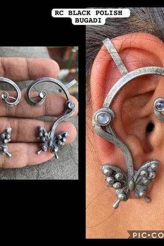 Oxidized german silver beautiful handmade bugadi for women indian unique designed traditional jewelry
