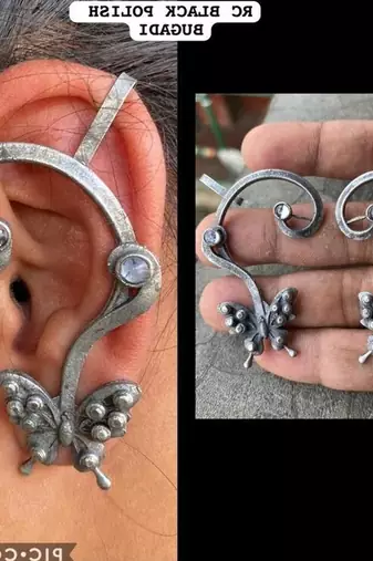 Oxidized german silver beautiful handmade bugadi for women indian unique designed traditional jewelry