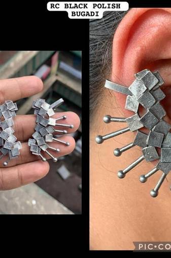 Oxidized german silver beautiful handmade bugadi for women indian unique designed traditional jewelry