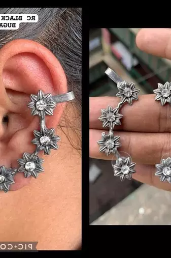Oxidized german silver beautiful handmade bugadi for women indian unique designed traditional jewelry
