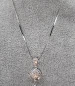 Zirconium faux diamond pendant set, silver plated cz necklace set,american diamond,indian jewellery