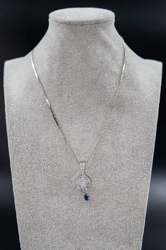 Zirconium faux diamond pendant set, silver plated cz necklace set,american diamond,indian jewellery