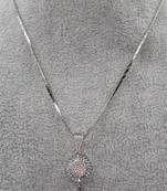 Zirconium faux diamond pendant set, silver plated cz necklace set,american diamond,indian jewellery