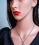 Zirconium faux diamond pendant set, silver plated cz necklace set,american diamond,indian jewellery