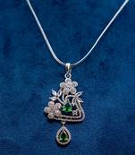 American diamond (cz) silver plated pendant set with earrings pendant blue diamond necklace