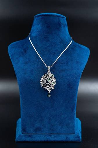 Diamond pendant set, cz pendant with chain and earrings replica american diamond partywear prom jewelry