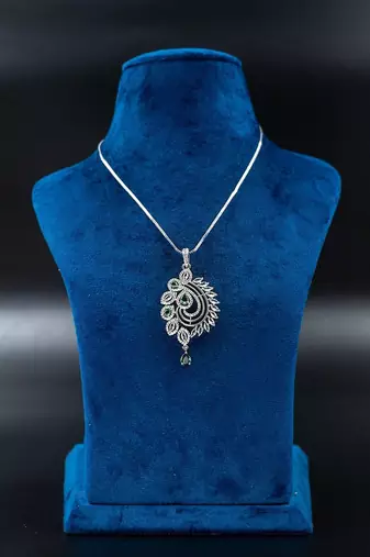 Diamond pendant set, cz pendant with chain and earrings replica american diamond partywear prom jewelry