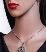 Diamond pendant set, cz pendant with chain and earrings replica american diamond partywear prom jewelry