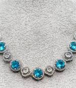 Diamond jewellery cubic zirconia necklace set bridal wedding indian single line necklace