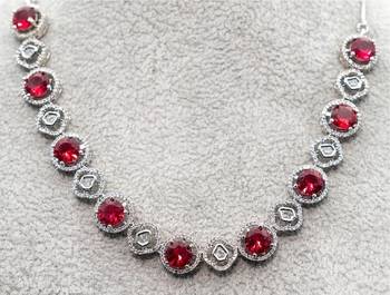 Diamond jewellery cubic zirconia necklace set bridal wedding indian single line necklace 1