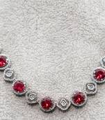 Diamond jewellery cubic zirconia necklace set bridal wedding indian single line necklace