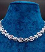 Diamond jewellery cubic zirconia necklace set bridal wedding indian single line necklace