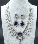 American diamond choker necklace set with earring combo cz stone made designer indian bridal necklace