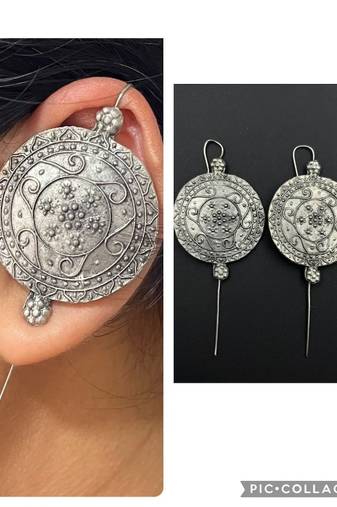 Silver pin bugadi earrings oxidized stud earrings indian boho jewelry silver hippie jewelry