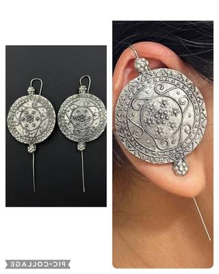 Silver pin bugadi earrings oxidized stud earrings indian boho jewelry silver hippie jewelry 2