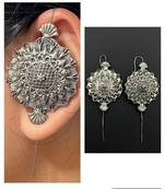 Silver pin bugadi earrings oxidized stud earrings indian boho jewelry silver hippie jewelry