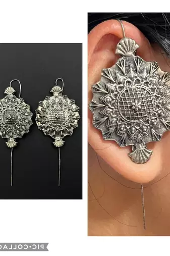 Silver pin bugadi earrings oxidized stud earrings indian boho jewelry silver hippie jewelry