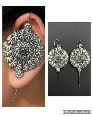 Silver pin bugadi earrings oxidized stud earrings indian boho jewelry silver hippie jewelry 1