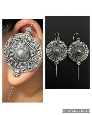 Silver pin bugadi earrings oxidized stud earrings indian boho jewelry silver hippie jewelry 1