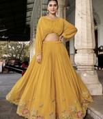 Sequins and Thread Embroidery Work Georgette Cord set Lehenga