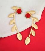 Matte gold finish leaf design earrings