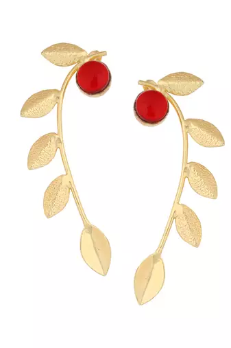 Matte gold finish leaf design earrings