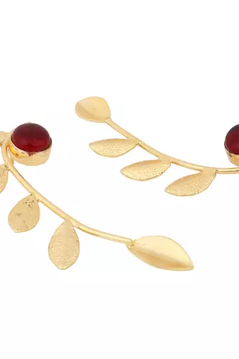 Matte gold finish leaf design earrings