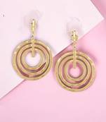 Matte gold finish round drop design earrings