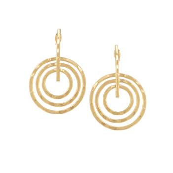 Matte gold finish round drop design earrings 2