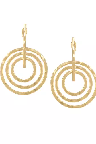 Matte gold finish round drop design earrings