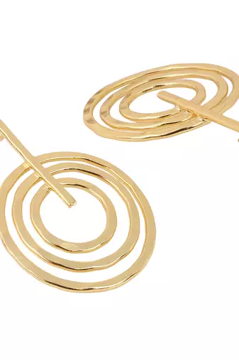 Matte gold finish round drop design earrings