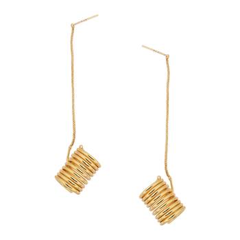 Matte gold finish long drop wire design earrings 2
