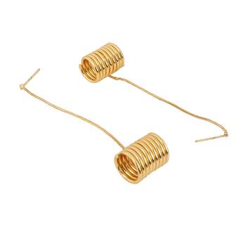 Matte gold finish long drop wire design earrings 3