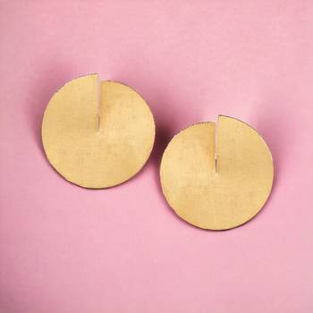 Beautiful round matte gold finish earrings 1
