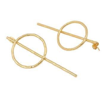 Beautiful round matte gold finish earrings 3