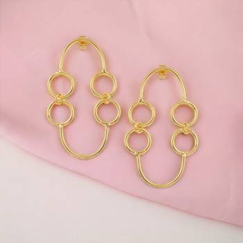 Beautiful round matte gold finish earrings 1