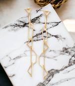 Pretty long matte gold finish earrings for partywear