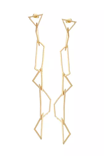 Pretty long matte gold finish earrings for partywear