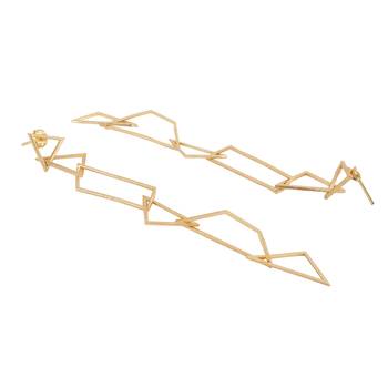 Pretty long matte gold finish earrings for partywear 3