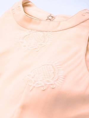 Ethnovog ready to wear peach georgette embroidered dress 5