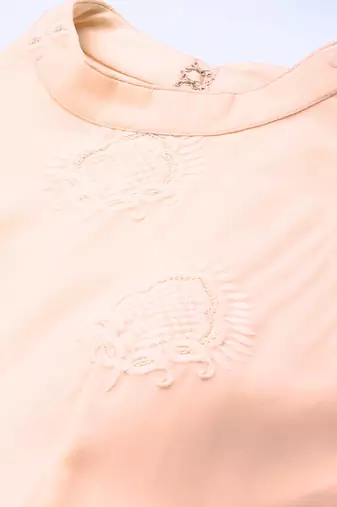 Ethnovog ready to wear peach georgette embroidered dress