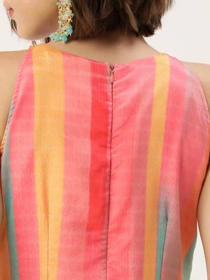 Ethnovog ready to wear multicolor print  chinon dress 5