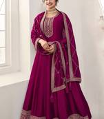 Pink colour heavy zari embroidery work silk georgette fabric designer anarkali dress