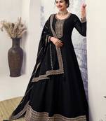 Black colour heavy zari embroidery work silk georgette fabric designer anarkali dress