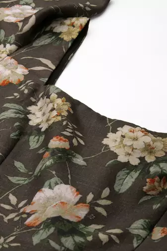 Ethnovog ready to wear grey printed cotton dress