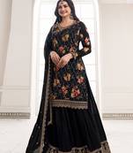 Black colour designer bollywood style ethnic sharara dress for wedding looks